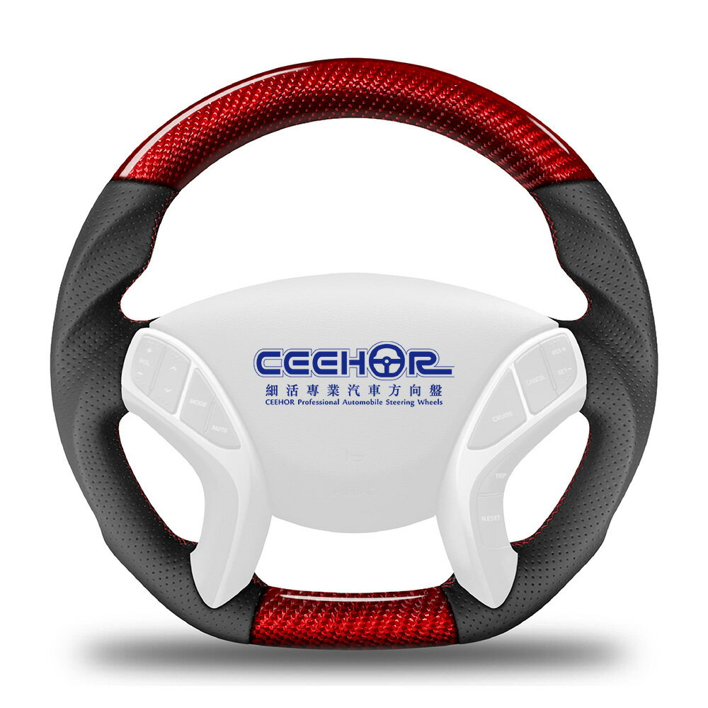 [細活方向盤] 紅色碳纖維款 ELANTRA HYUNDAI 現代 變形蟲方向盤