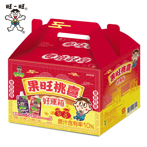 旺旺 果粒多果旺桃喜好運箱 2500ml ★熱銷雙口味組合 ★轉開瓶蓋,果然好運 0