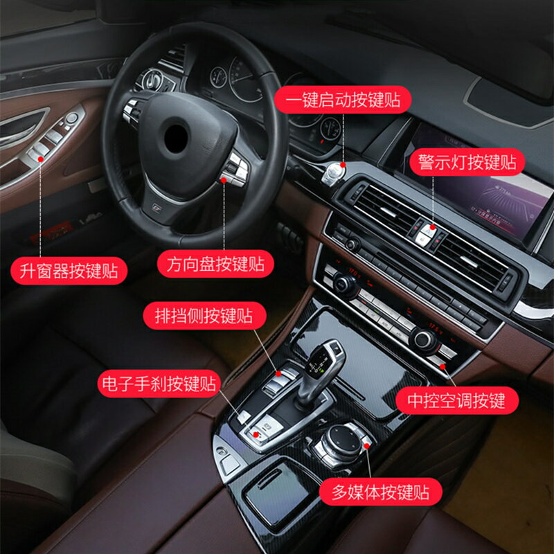 免運 寶馬5系7系內飾配件五系GT改裝空調按鍵手剎一鍵啟動裝飾用品大全