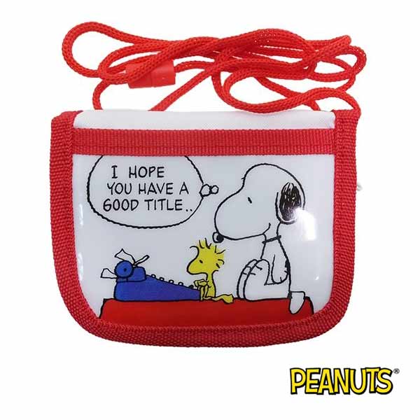 白色款【日本進口正版】史努比 Snoopy 掛繩 小錢包 小皮夾 零錢包 PEANUTS - 293374