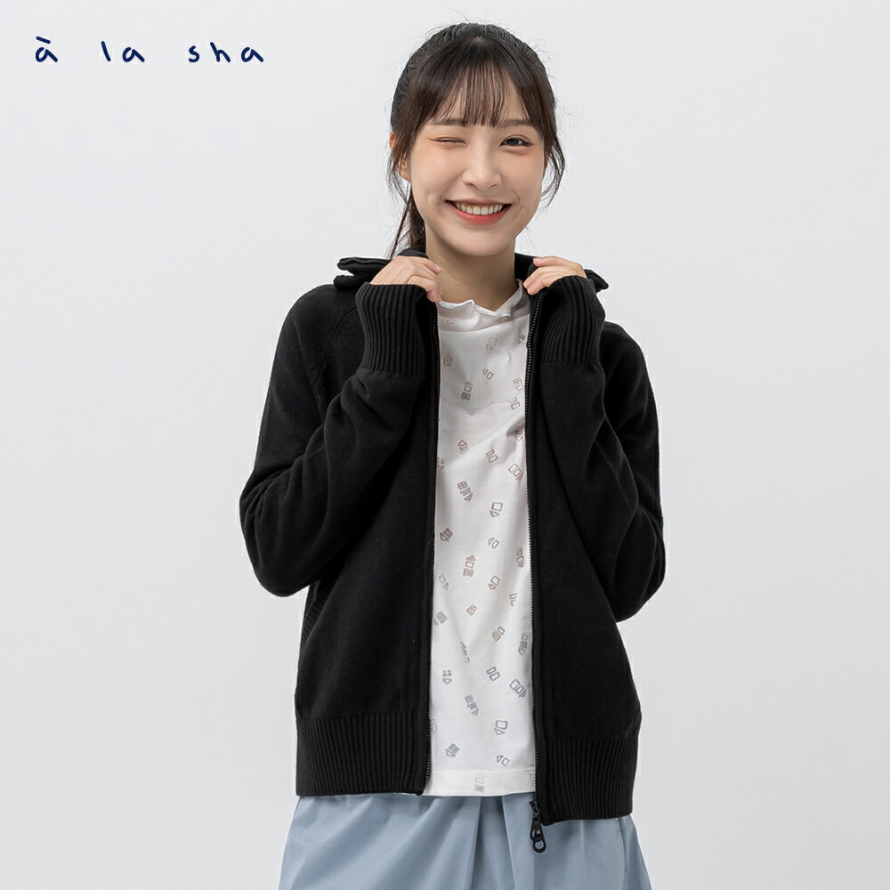 a la sha 繞一隻舉手抹茶針織外套