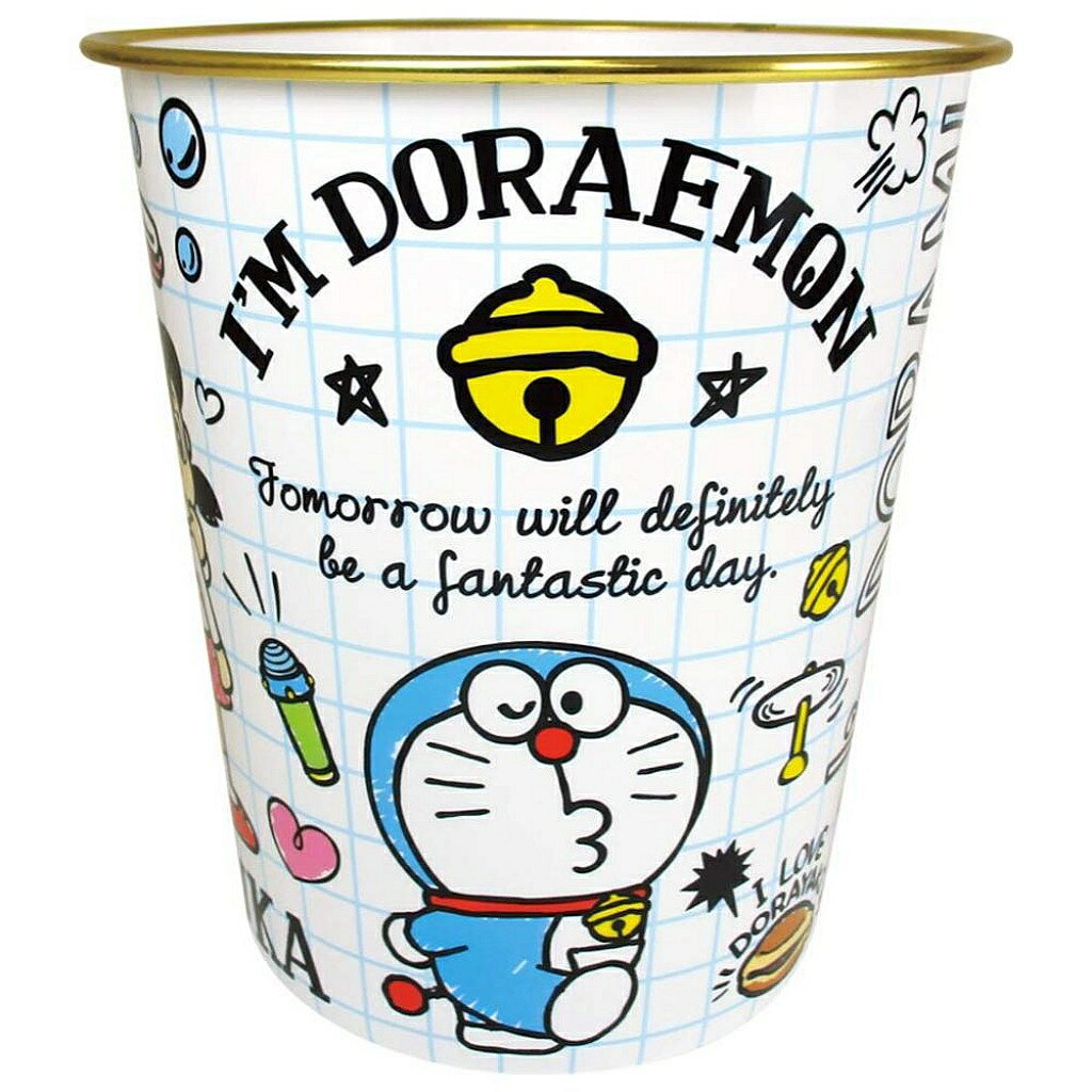 【震撼精品百貨】Doraemon 哆啦A夢 哆啦A夢 DORAEMON 塑膠垃圾桶(白格)#08444 震撼日式精品百貨