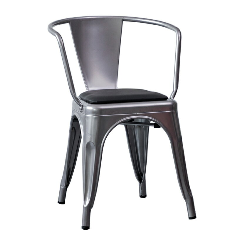 鐵皮椅 鐵椅 餐椅 鐵藝餐椅簡約現代扶手椅鐵椅家用金屬椅工業風快餐廳戶外鐵皮椅子『WW0737』