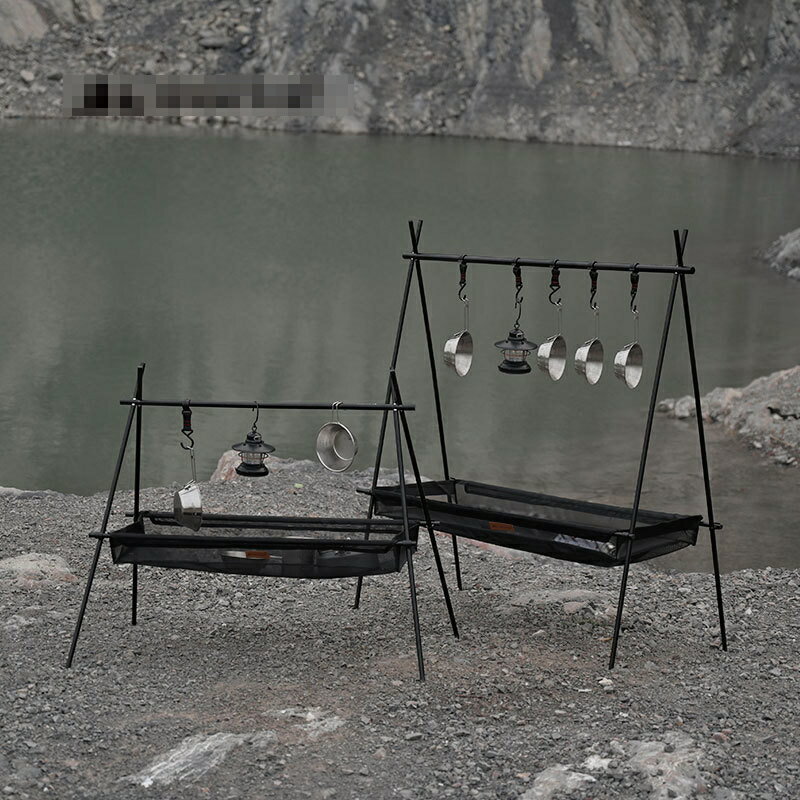 野營 餐具 ● 戶外 置物架 收納 網露營餐具便攜式 三腳架包濾水儲物架子自駕遊裝備