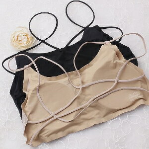美麗大街【SR108073006】無痕冰絲一片式小吊帶背心裹胸露背性感
