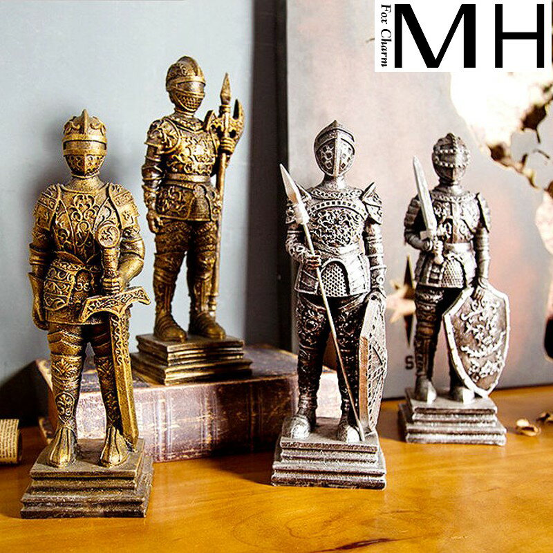 美式復古羅馬士兵模型擺件 酒吧書房桌面小飾品 房間電視櫃工藝品
