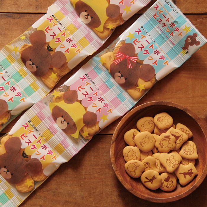 【江戶物語】HOKKA 4連 小熊學校造型餅乾 小熊造型餅 日本進口 北陸製果 日本餅乾 萬代 四連餅 拜拜