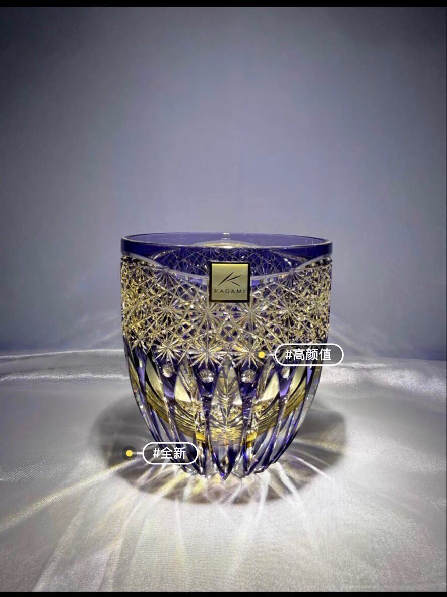 全新kagami江戶切子華鏡水晶杯 日本手工威士忌酒杯 高顏值切割紋路 折射光璀璨綻放 送禮禮盒裝 工藝匠人渡谷智打造 高級感居家品酒杯