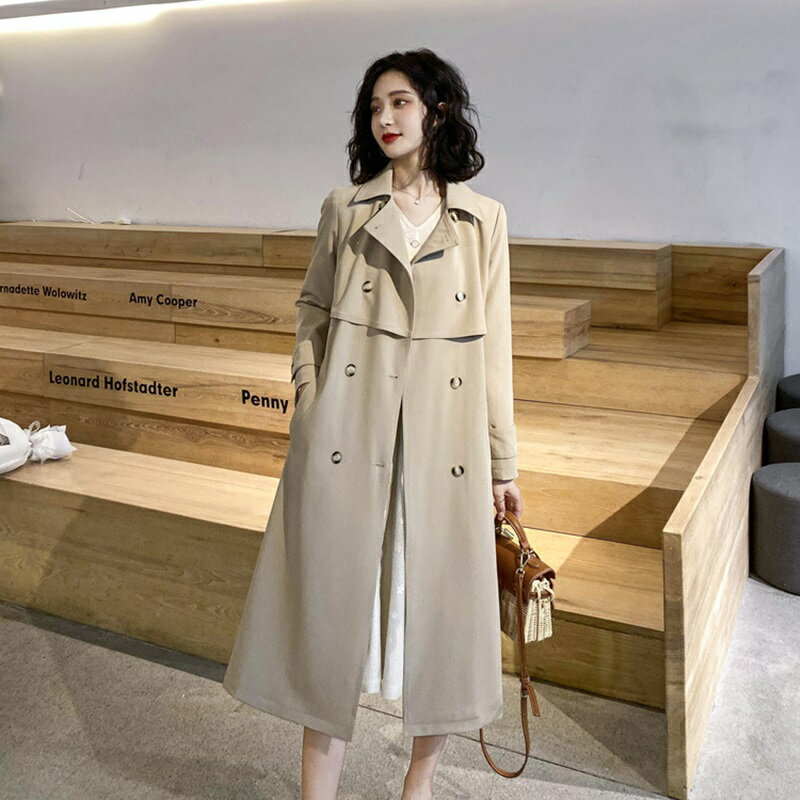 風衣大衣長款外套-經典雙排扣繫帶百搭女外套73yt1【獨家進口】【米蘭精品】