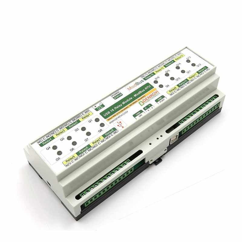 Denkovi USB 16 Relay Module - ModBus RTU 12VDC ModBus RTU, Timers, DIN Rail Box B074DTSKBH [2美國直購]