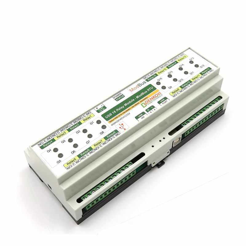 denkovi usb 16 relay module - modbus rtu 12vdc modbus rtu, timers, din rail box b074dtskbh [2美國直購]