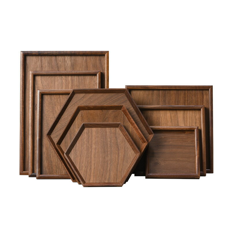 黑胡桃實木長方形托盤日式家用水果木質盤子茶盤水果盤廠家批發 4