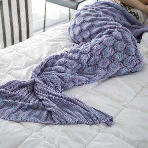 在耳邊新款INS美人魚尾毛毯魚尾巴空調毯沙發毯針織休閑毯午睡毯