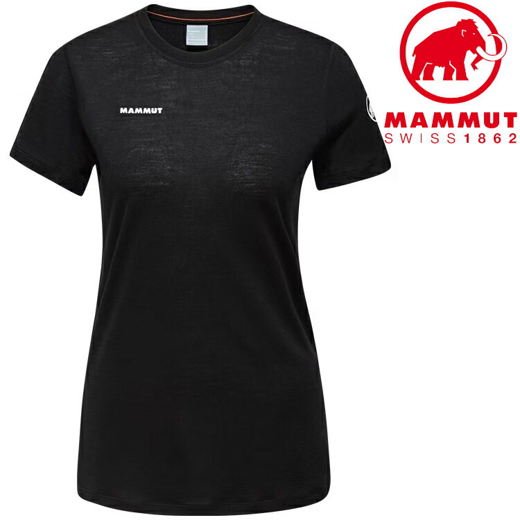 Mammut 長毛象 Tree Wool FL 女款 羊毛混紡快乾抗臭短袖T恤/圓領排汗衣 1017-06670 0001 黑色