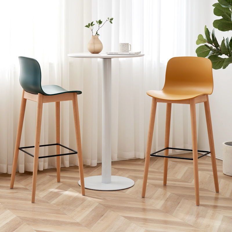 設計師實木吧臺椅 帶靠背現代簡約白色高腳凳網紅ins北歐家用吧椅