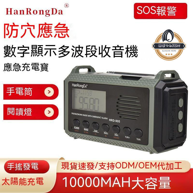【現貨免運】收音機 避難收音機 FM收音機 應急收音機 防災收音便攜式防災應急全波段 手搖充電太陽能照明長續航收音