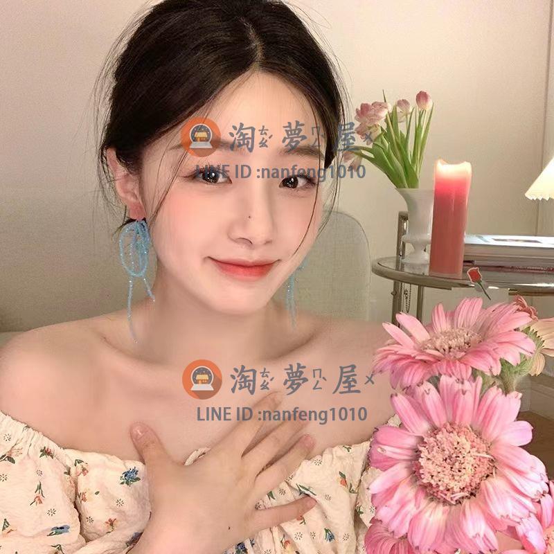 耳飾耳環花朵流蘇串珠夏季撞色小眾設計高階感女獨特【淘夢屋】