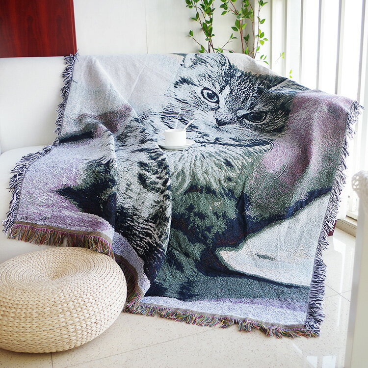 沙發墊沙發巾蓋毯針織線毯裝飾掛毯美式外貿原單