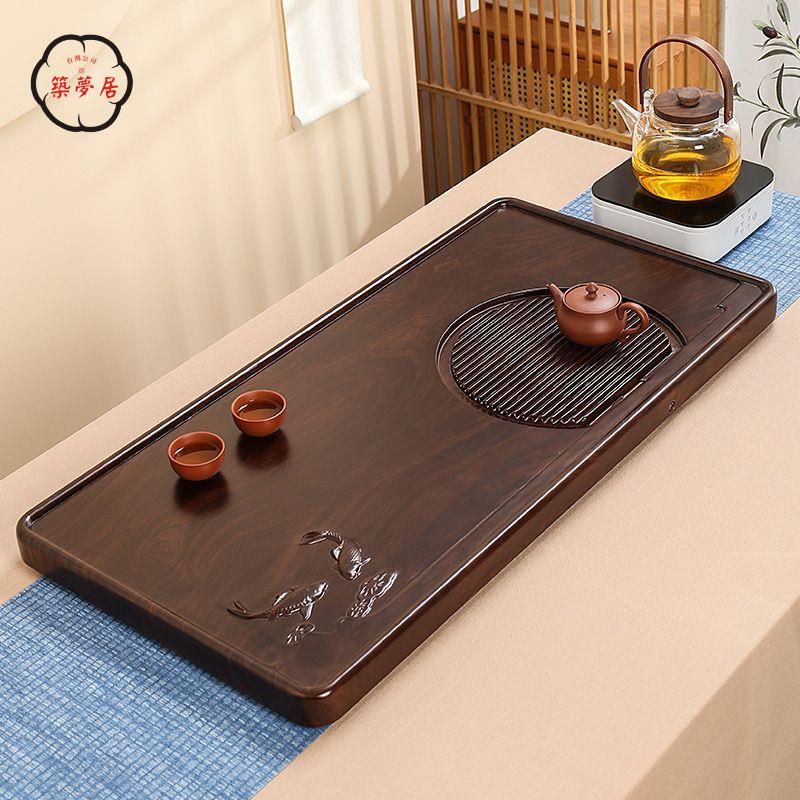 免運 工廠直銷 茶盤 功夫茶具茶盤 託盤 新款黑檀木整塊實木茶盤 家用茶臺 排水功夫簡約原木茶具 託盤茶海店長推薦/特惠 工廠現貨出 特價出 全館折扣 售後保障 zm5319