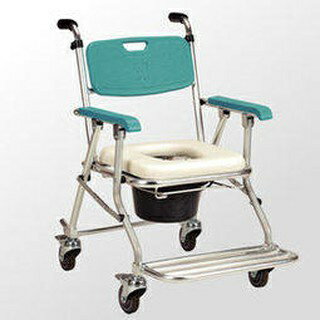 均佳 JCS-208 鋁合金可收合有輪洗澡便器椅 馬桶椅/便盆椅
