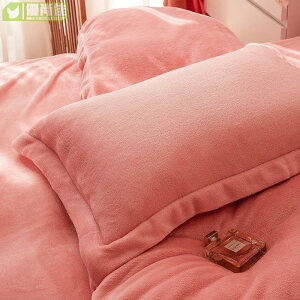 純色法蘭絨枕套2022冬季加厚牛奶絨枕頭套一對珊瑚絨枕芯套