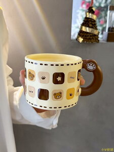 小V優購奶fufu陶瓷杯子可愛馬克杯帶蓋家用辦公室情侶水杯小眾燕麥咖啡杯