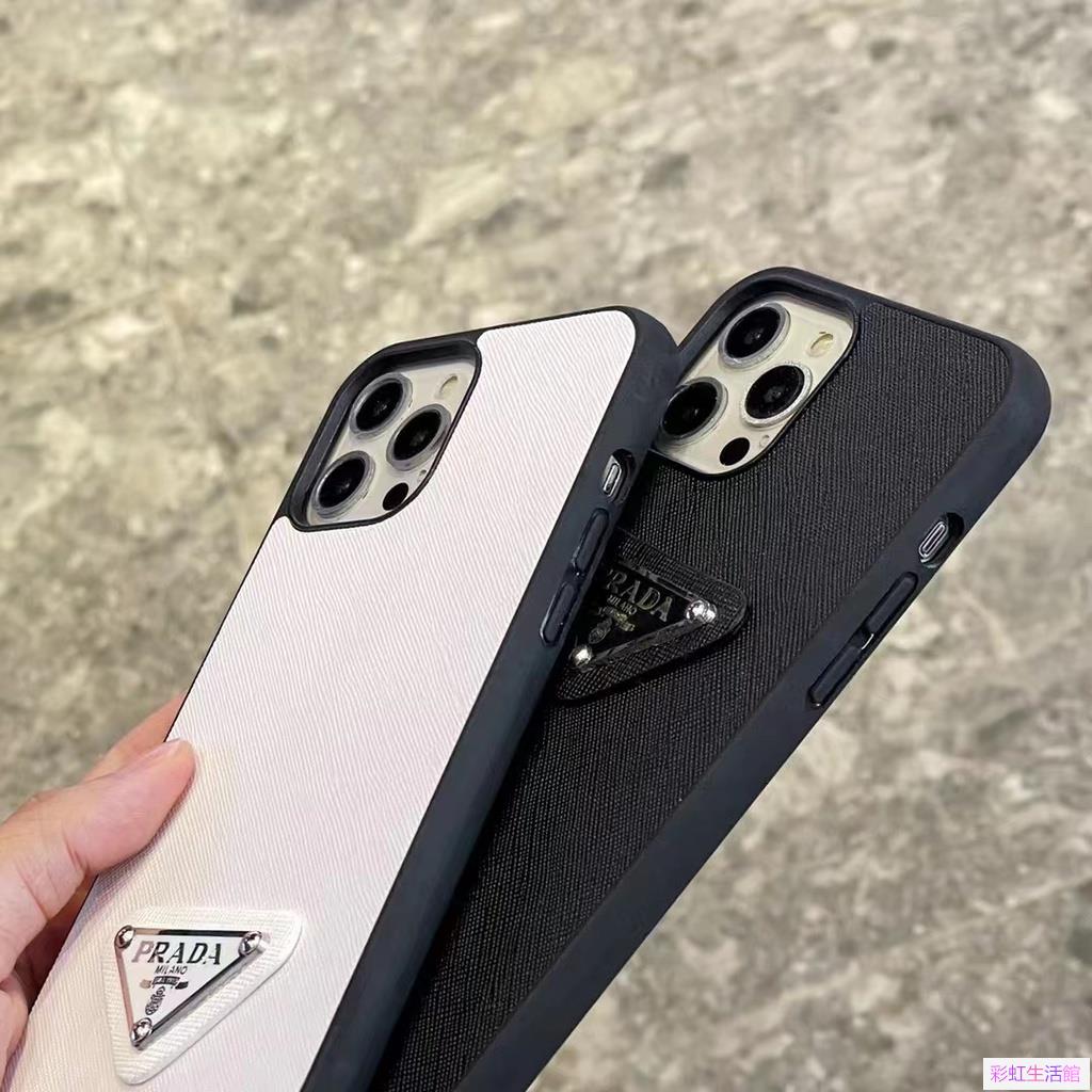 【美品】プラダ iPhone14ProMAXケース ブラック レザー 三角ロゴ 奢華皮質手機殼普拉達名牌手機殼適用iphone 14 13 12 pro max XR