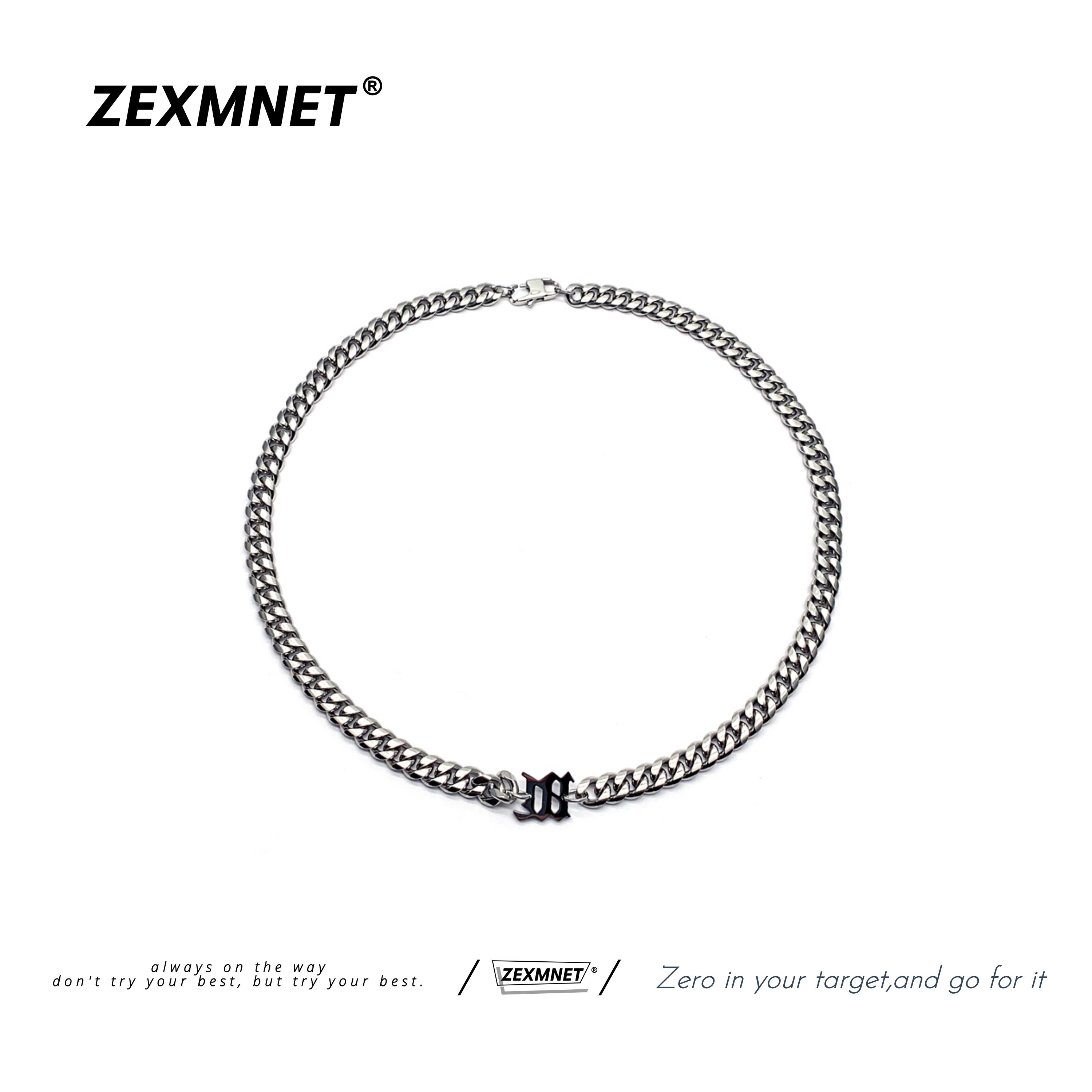 ZeX-rich brian七哥同款嘻哈鈦鋼古巴項鏈男女潮人個性鎖骨粗鏈子