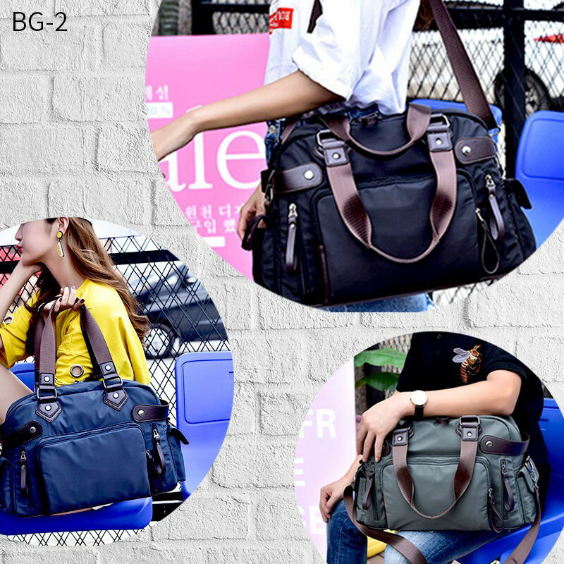 BIGO大容量牛津旅行袋--精品黑【BG-2】可手提斜背單肩 旅遊商務超輕便 內外口袋多 超大置物空間 中性休閒 共3色