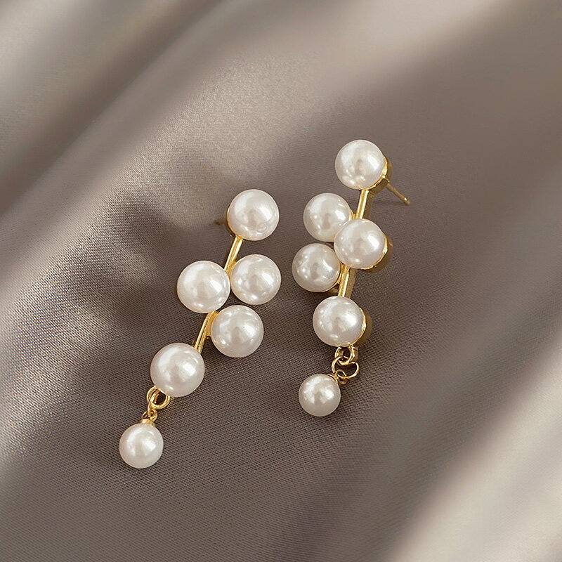 珍珠流蘇耳環女夏復古氣質高級感法式耳釘年新款潮串珠耳飾品