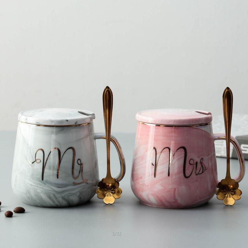 創意歐式簡約陶瓷馬克杯帶蓋勺男女辦公室家用泡茶喝水杯子