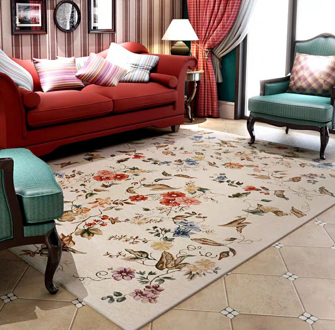 外銷等級 外銷歐美 最新款 歐洲宮廷貴族風 繽紛花朵 高級尊貴氣派客廳地毯 (客製訂作款)