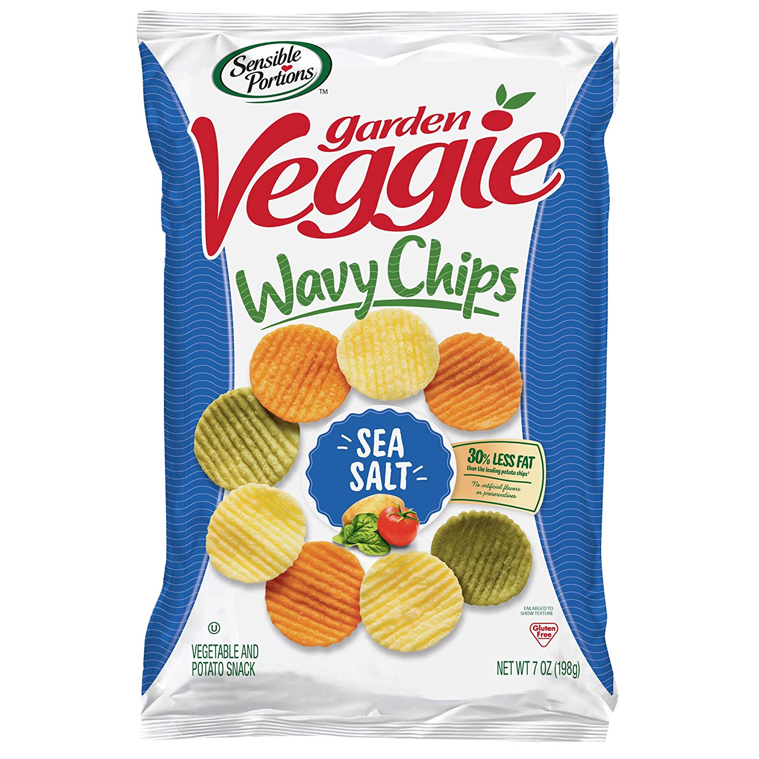 Best by Mar-21-2024) Sensible Portions Vegan Garden Veggie Wavy Chips  Sea Salt  7 oz( pack of 6 ) 