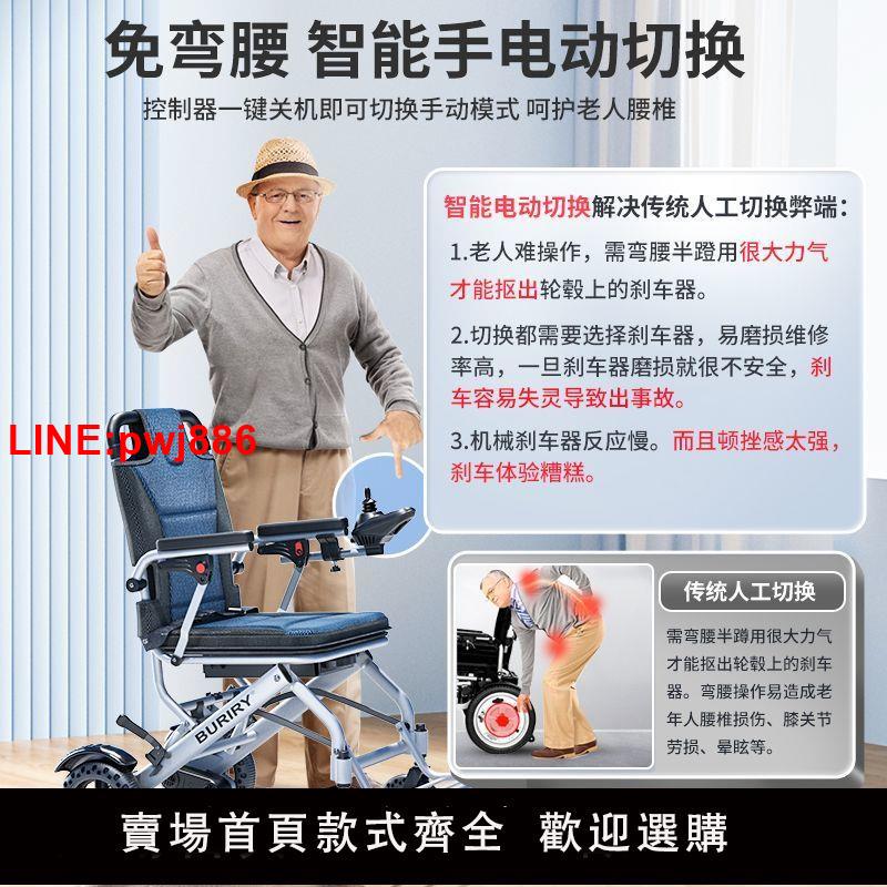 {台灣公司 可開發票}英國品牌輕便電動輪椅全自動便攜可折疊老人專用智能安全代步車 6