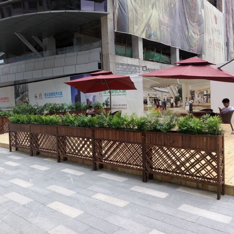 【最低價】【公司貨】餐廳隔斷花架戶外防腐木柵欄陽臺網格圍欄花盆架室內實木置物架 3