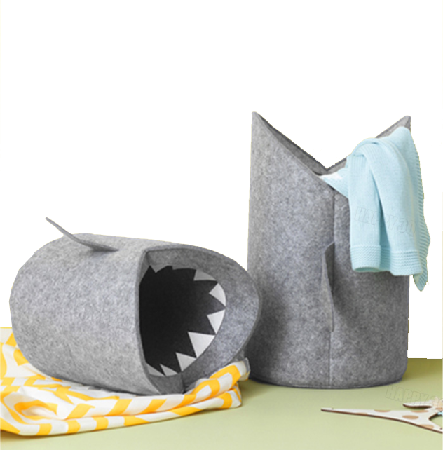 創意鯊魚口收納桶北歐居家羊毛氈髒衣籃簡約小物收納衣物收納 鯊魚桶 a4080 台灣樂天市場 Line購物