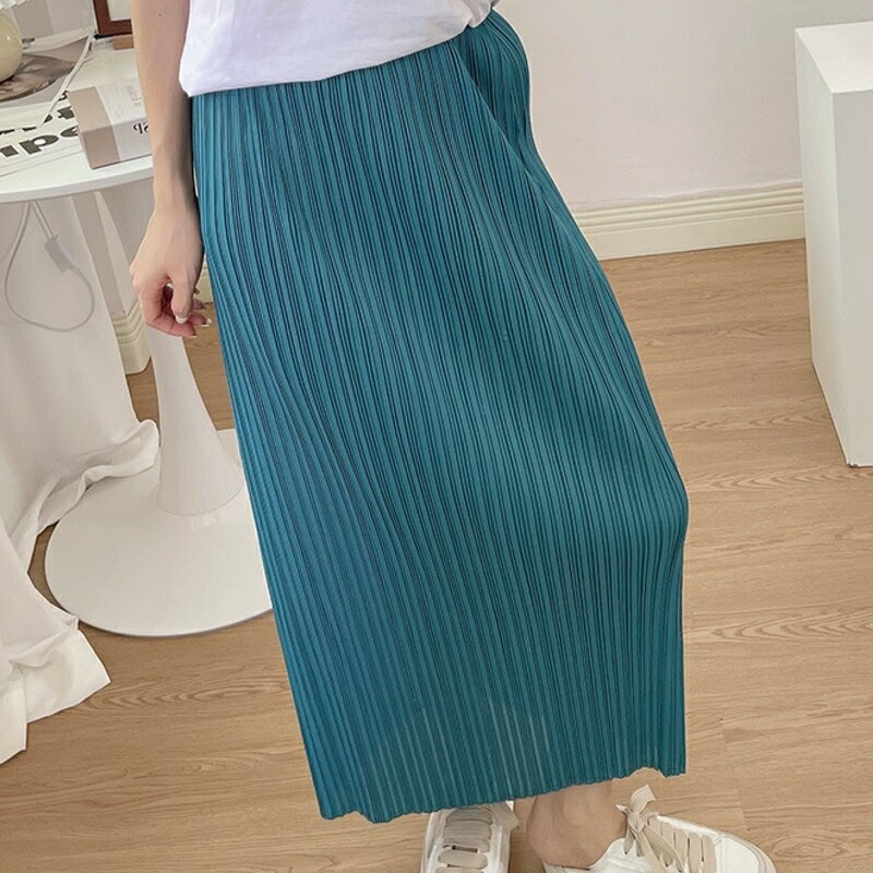【巴黎精品】現貨+預購 三宅風皺褶衣服百褶裙長裙 -摺衣壓褶長款高彈力包臀半身裙折衣女裙子4色a1jq84