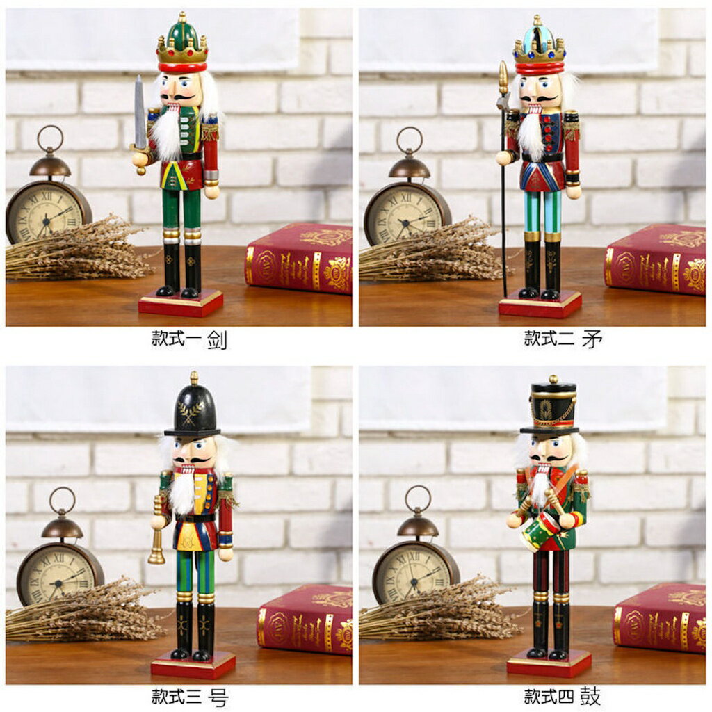ISONA 30公分4款木質胡桃鉗士兵 胡桃鉗木偶 胡桃鉗人偶 胡桃鉗木偶人 擺飾品 8