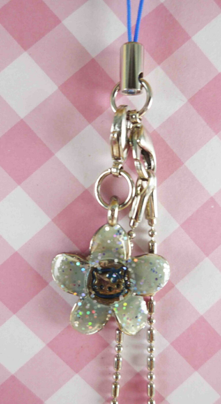 【震撼精品百貨】Hello Kitty 凱蒂貓 KITTY手機提帶-藍花銀鍊 震撼日式精品百貨