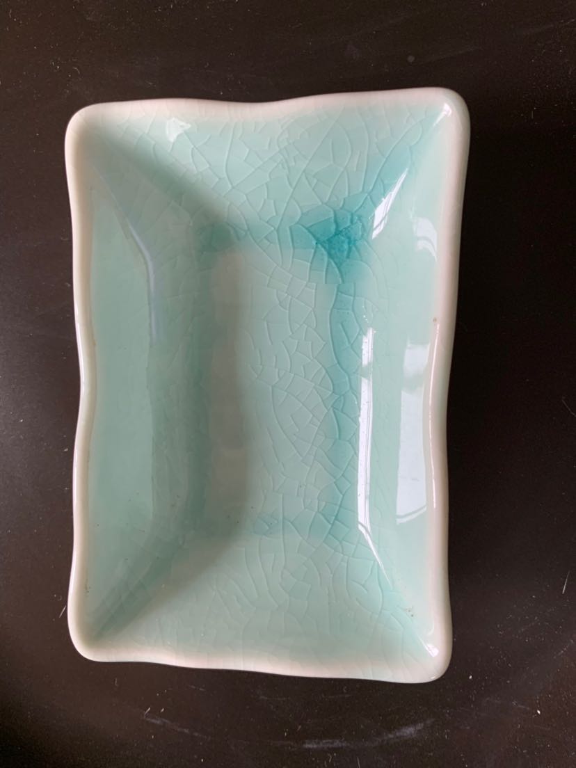 冰裂紋青釉蘸料盤小墨碟骨碟陶瓷餐盤熱銷清雅特惠優雅長9寬6厘米