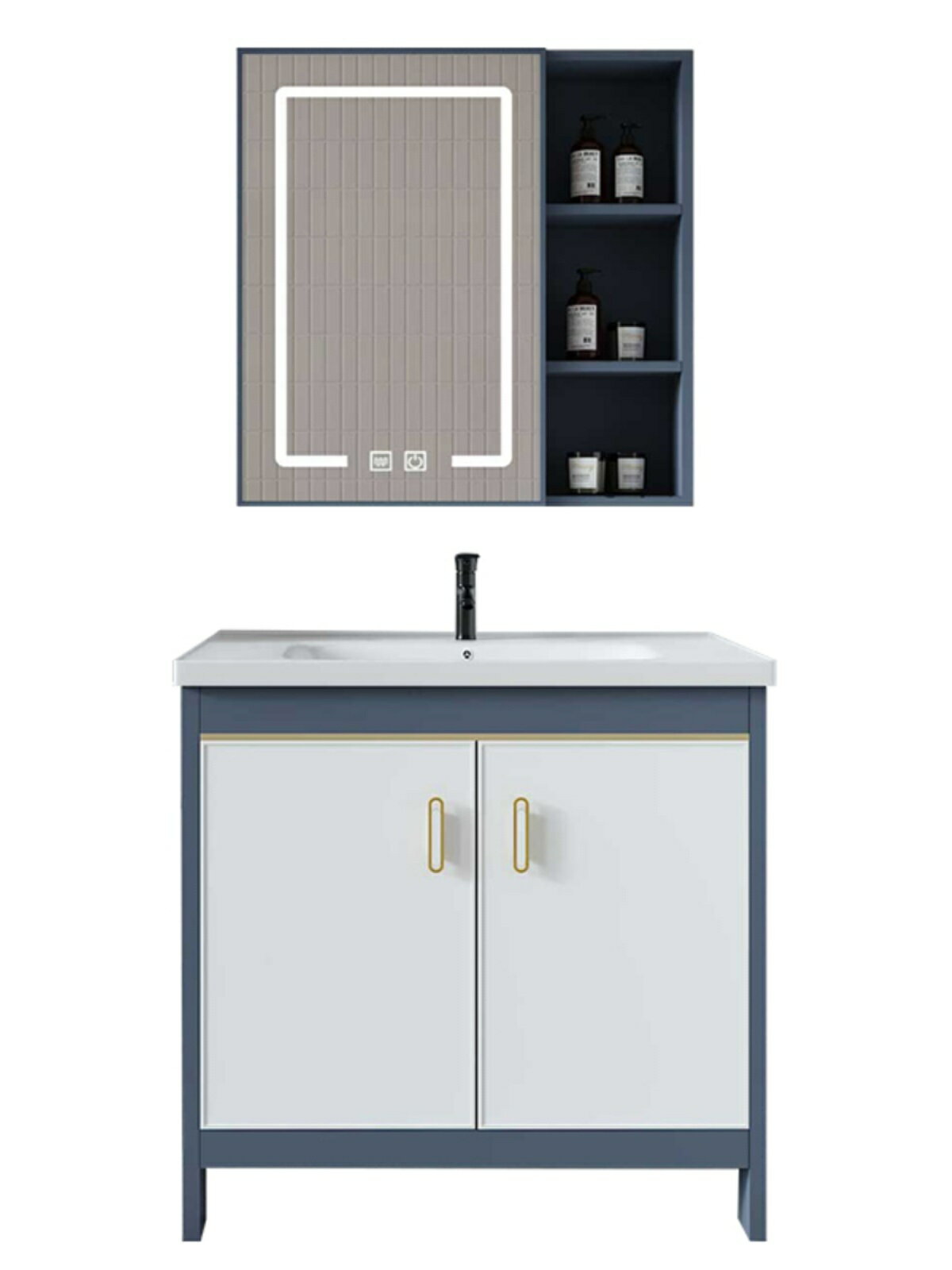 落地式衛生間洗手盆柜組合小戶型陶瓷一體盆智能鏡柜衛浴柜洗漱臺/洗手盆/洗臉盆/洗漱盆/陶瓷盆/浴室盆/鏡櫃洗手盆一體式