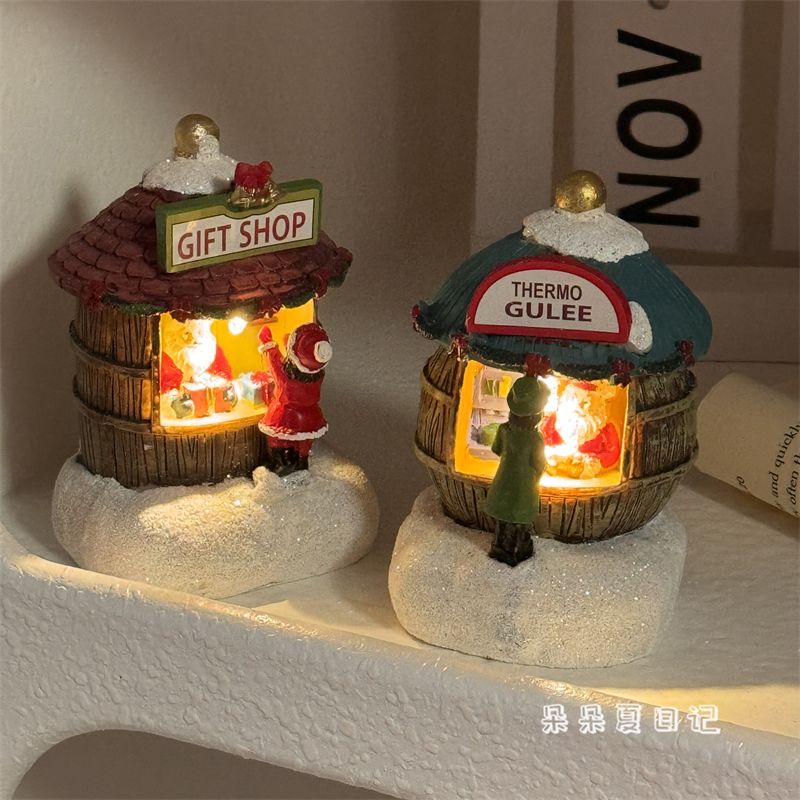 圣誕節樹脂發光房子小夜燈老人雪人圣誕創意可愛禮物桌面擺件裝飾【北歐居家生活】 6