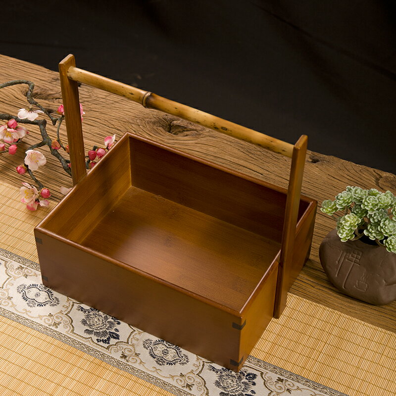 竹制茶道收納盒中式仿古竹編茶具收納盒提籃禪意旅行便攜茶箱提盒