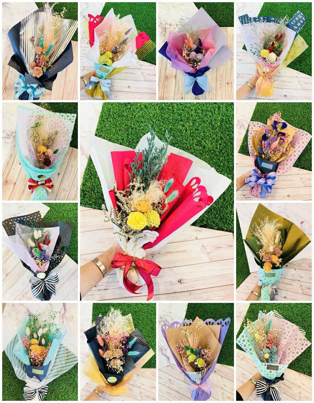 日本進口乾燥花束 提袋組，不凋花/乾燥花束/手作素材/新娘捧花/婚禮小物/乾燥花/情人花束/保鮮花，X射線【Y040026】