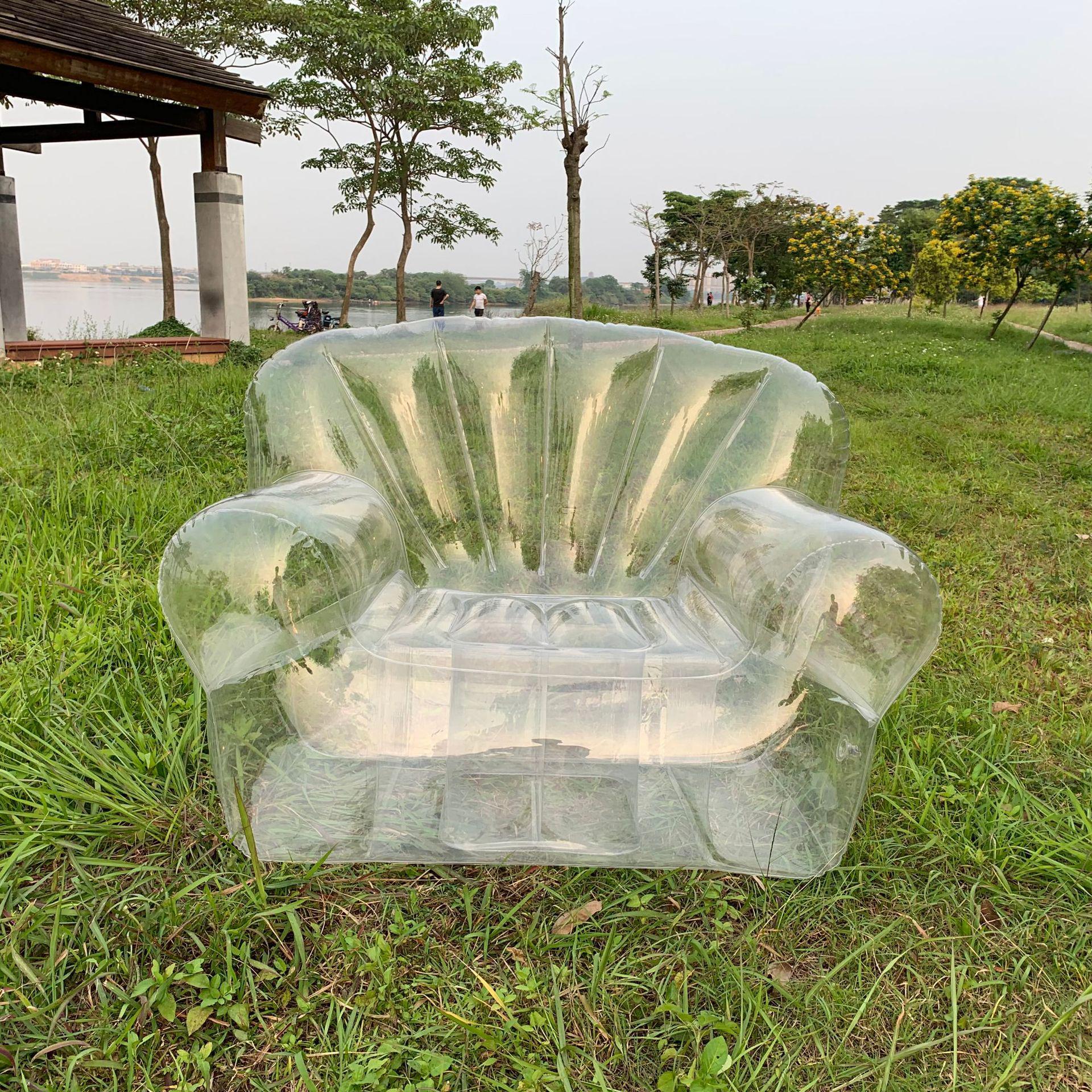 充氣沙發 網紅透明充氣沙發PVC懶人躺椅戶外創意休閑便攜充氣座椅