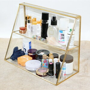 化妝品收納盒置物架簡約ins風玻璃口紅展示公主歐式 網紅香水架