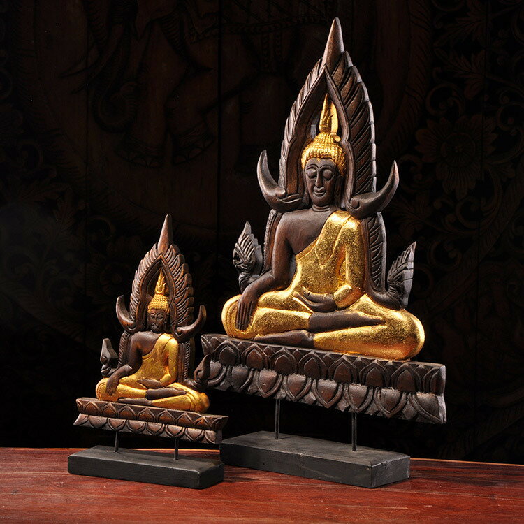 泰國餐廳客廳會所裝飾擺件實木雕刻宗教用品佛像擺件家居擺設1入