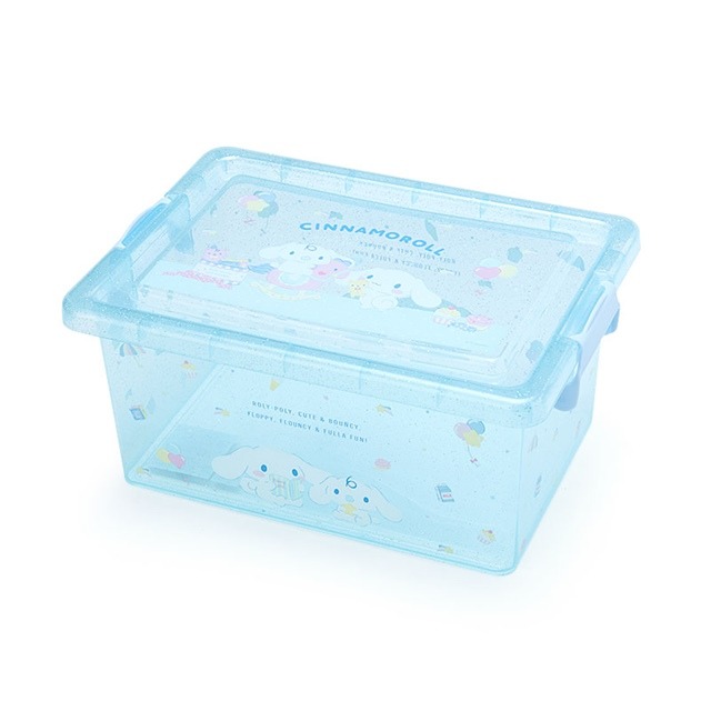 【震撼精品百貨】大耳狗 Cinnamoroll~日本Sanrio三麗鷗 大耳狗透明拿蓋收納箱 M 亮粉(藍玩偶)*24089