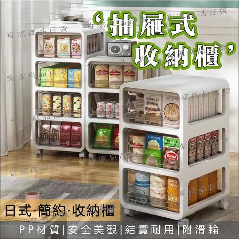 【宜家良品百貨】日式收納櫃 抽屜式可移動 附輪收納箱 折疊收納箱 三層四層五層 自由組裝 超強承重 移動滑輪 透明收納櫃