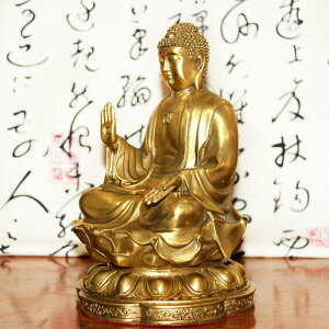 純黃銅大日如來天壇佛像擺件佛教用品宗教工藝品銅像生肖羊本命佛